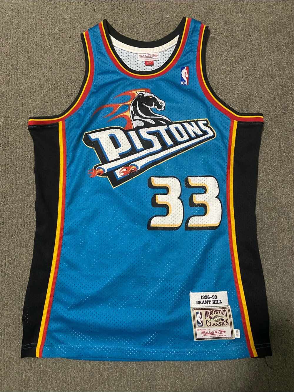Mitchell & Ness Detroit Pistons Teal Grant Hill #33 Jersey